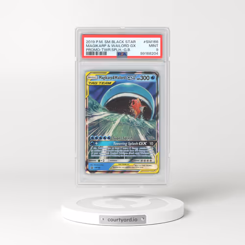 2019 Pokémon SM Black Star Promo #SM166 Magikarp & Wailord GX - Holo Towering Splash-GX Box (PSA 9 MINT)