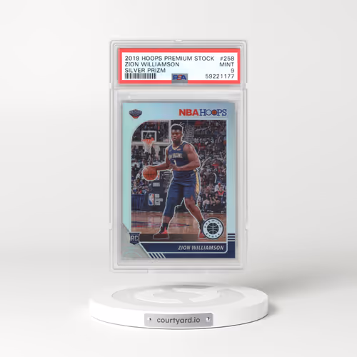 2019 Panini Hoops Premium Stock #258 Zion Williamson - Silver Prizm (PSA 9 MINT)