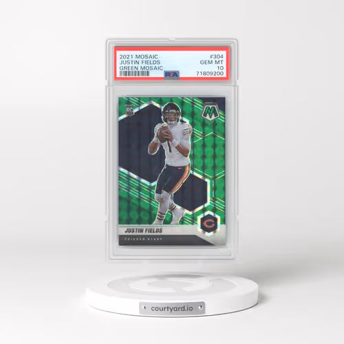 2021 Panini Mosaic #304 Justin Fields - Green Mosaic (PSA 10 GEM MINT)