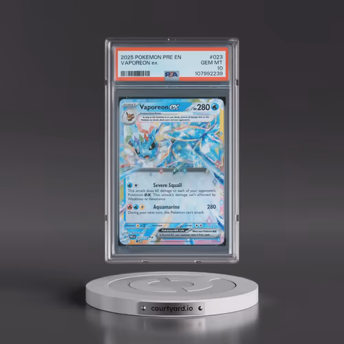 2025 Pokémon Pre EN-Prismatic Evolutions #023 Vaporeon EX - Holo (PSA 10 GEM MINT)