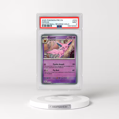 2025 Pokémon Pre EN-Prismatic Evolutions #033 Espeon - Reverse Holo Master Ball (PSA 9 MINT)