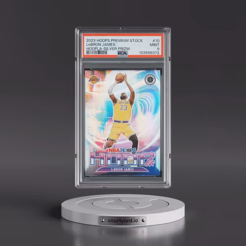 2023 Panini Hoops Premium Stock Hoopla #10 LeBron James - Silver Prizm (PSA 9 MINT)