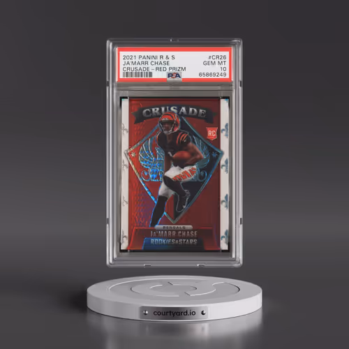 2021 Panini Rookies & Stars Crusade #CR26 JA'Marr Chase - Red Prizm (PSA 10 GEM MINT)