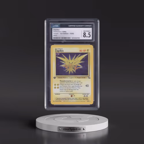 1999 Fossil #15/62 Zapdos - 1st Edition Holo (CGC 8.5 NM-MT+)