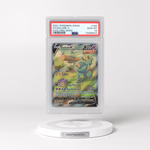 2021 Pokémon Sword & Shield Evolving Skies #182 Golurk V - Holo Full Art (PSA 10 GEM MINT)