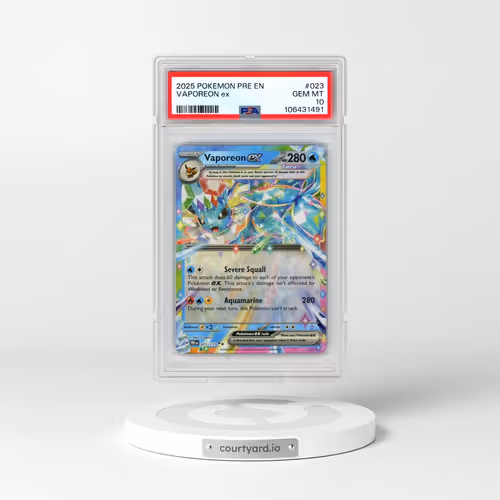 2025 Pokémon Pre EN-Prismatic Evolutions #023 Vaporeon EX - Holo (PSA 10 GEM MINT)