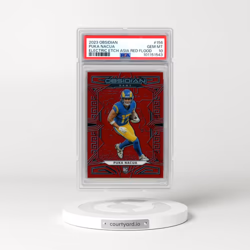 2023 Panini Obsidian #156 Puka Nacua - Electric Etch Asia Red Flood (PSA 10 GEM MINT)