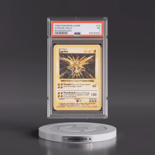 1999 Pokémon Game #16 Zapdos - Holo Shadowless (PSA 1 PR)