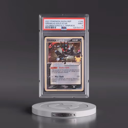 2021 Pokémon Swsh Black Star Promo #144 Greninja-Gold Star - Celebrations Elite Trainer Box (PSA 9 M