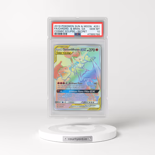 2019 Pokémon Sun & Moon Cosmic Eclipse #251 Charizard & Braixen GX - Holo Full Art Secret (PSA 10 GEM MINT)