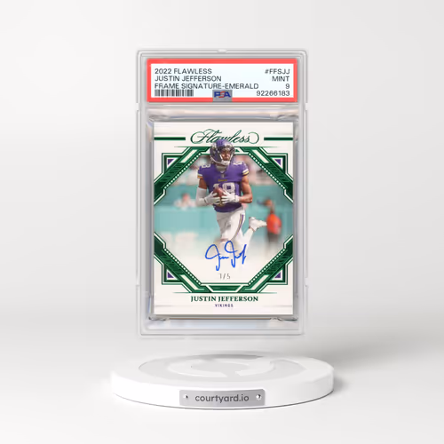 2022 Panini Flawless Flawless Frame Signatures #FFSJJ Justin Jefferson - Emerald (PSA 9 MINT)