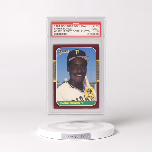 1987 Donruss Opening Day #163 Barry Bonds - White Jersey,Corr. Photo (PSA 9 MINT)