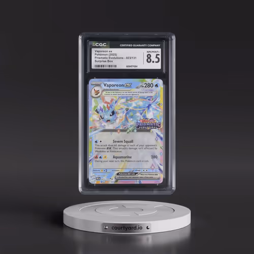2025 Pokémon Pre EN-Prismatic Evolutions #023 Vaporeon EX - Holo Surprise Box Exclusive (CGC 8.5 NM-