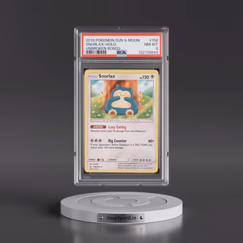 2019 Pokémon Sun & Moon Unbroken Bonds #158 Snorlax - Holo (PSA 8 NM-MT)