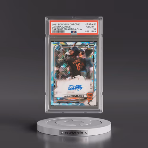 2021 Bowman Chrome Sapphire Edition Autographs #BSPAJP Jairo Pomares - Aqua (PSA 10 GEM MINT)
