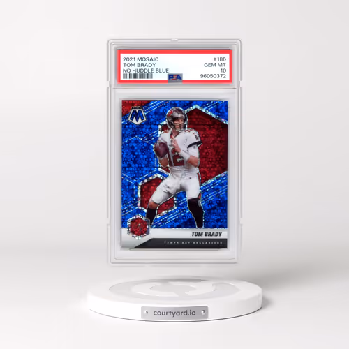 2021 Panini Mosaic #186 Tom Brady - No Huddle Blue (PSA 10 GEM MINT)