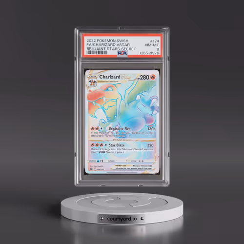 2022 Pokémon Sword & Shield Brilliant Stars #174 Charizard Vstar - Full Art Secret (PSA 8 NM-MT)
