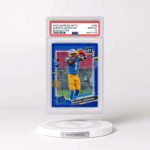 2023 Panini Donruss Optic #265 Quentin Johnston - Blue Glitter (PSA 10 GEM MINT)