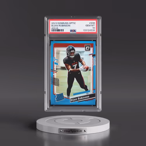2023 Panini Donruss Optic #206 Bijan Robinson - Aqua (PSA 10 GEM MINT)
