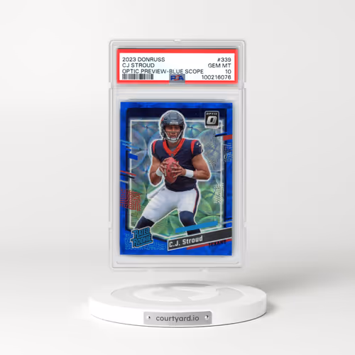 2023 Panini Donruss #339 CJ Stroud - Optic Preview-Blue Scope (PSA 10 GEM MINT)