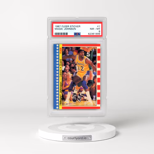 1987 Fleer Sticker #1 Magic Johnson (PSA 8 NM-MT)