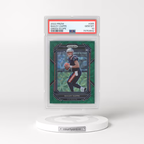 2022 Panini Prizm #305 Bailey Zappe - Green Scope (PSA 10 GEM MINT)