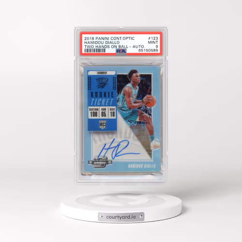 2018 Panini Contenders Optic #123 Hamidou Diallo - Two Hands on Ball-Autograph (PSA 9 MINT)