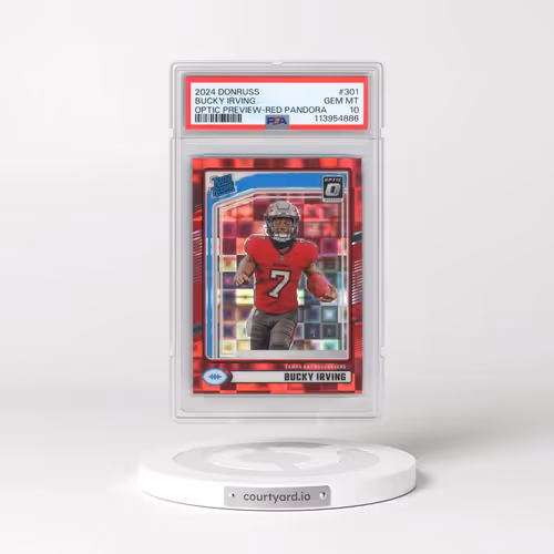 2024 Panini Donruss #301 Bucky Irving - Optic Preview-Red Pandora (PSA 10 GEM MINT)