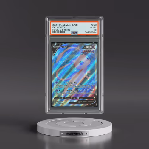 2021 Pokémon Sword & Shield Fusion Strike #250 Mew V - Holo Full Art (PSA 10 GEM MINT)
