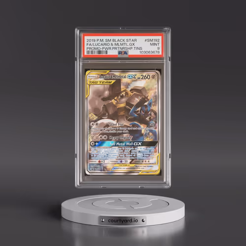 2019 Pokémon SM Black Star Promo #SM192 Lucario & Melmetal GX - Holo Full Art Power Partnership Tins