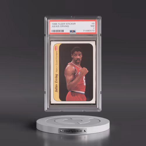 1986 Fleer Sticker #5 Julius Erving (PSA 7 NM)