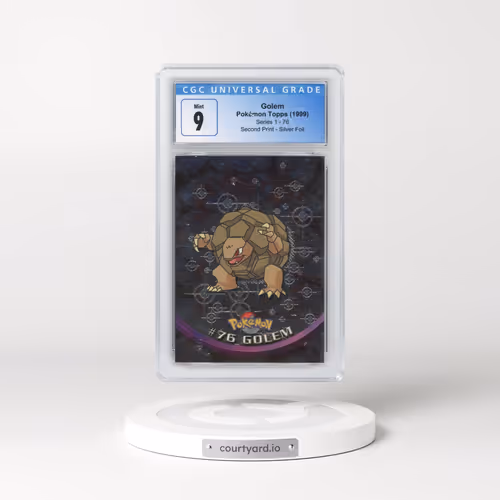 1999 Series 1 (Oval Nintendo Seal) #76 Golem - Second Print (Black Topps Logo) Silver Foil (Rays) (C