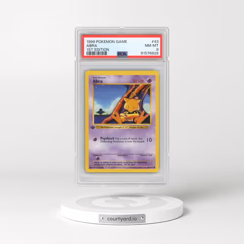 1999 Pokémon Game #43 Abra - 1st Edition (PSA 8 NM-MT)