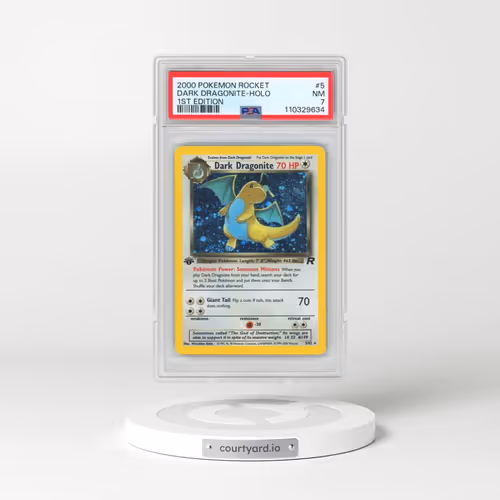 2000 Pokémon Rocket #5 Dark Dragonite - 1st Edition Holo (PSA 7 NM)
