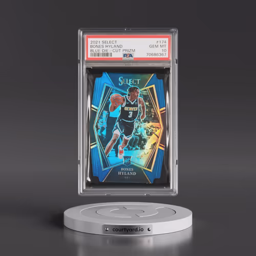 2021 Panini Select #174 Bones Hyland - Blue Die-Cut Prizm (PSA 10 GEM MINT)