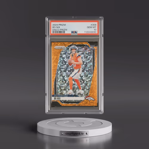 2024 Panini Prizm #309 Bo Nix - Disco Prizm (PSA 10 GEM MINT)