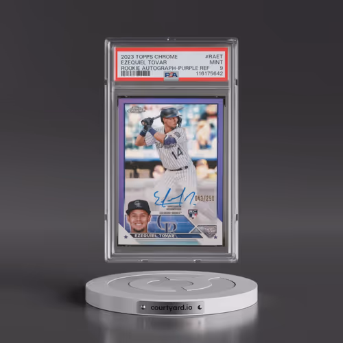 2023 Topps Chrome Rookie Autograph #RAET Ezequiel Tovar - Purple Refractor (PSA 9 MINT)