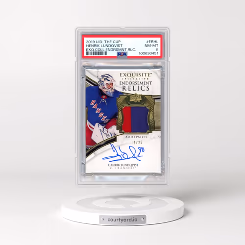 2019 Upper Deck the Cup Exquisite Collection Endorsements Relics #ERHL Henrik Lundqvist (PSA 8 NM-MT)