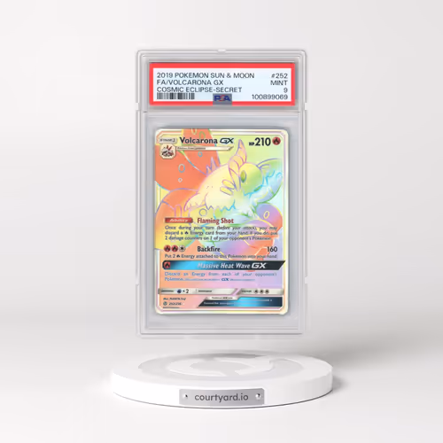 2019 Pokémon Sun & Moon Cosmic Eclipse #252 Volcarona GX - Holo Full Art Secret (PSA 9 MINT)