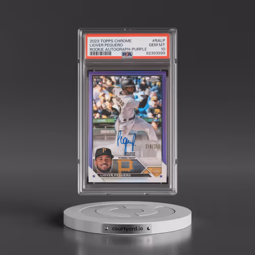 2023 Topps Chrome Rookie Autograph #RALP Liover Peguero - Purple Refractor (PSA 10 GEM MINT)