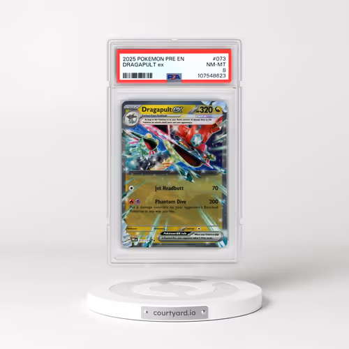 2025 Pokémon Pre EN-Prismatic Evolutions #073 Dragapult EX - Holo (PSA 8 NM-MT)