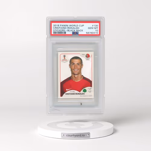 2018 Panini World Cup Stickers #130 Cristiano Ronaldo - Black Back (PSA 10 GEM MINT)