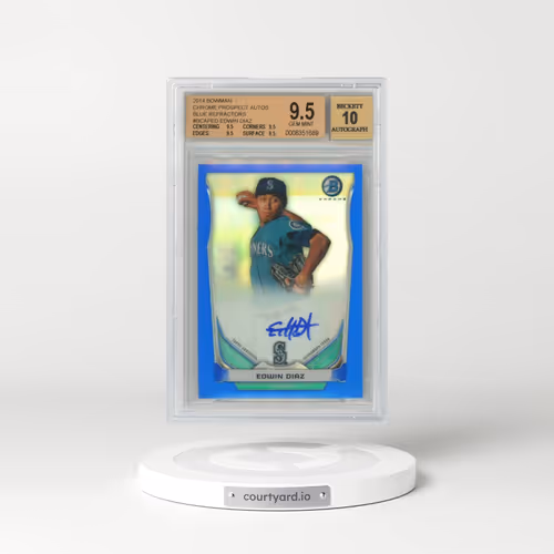 2014 Bowman Chrome Prospect Autographs Blue Refractors #BCAPED Edwin Diaz (BGS 9.5 GEM MINT)