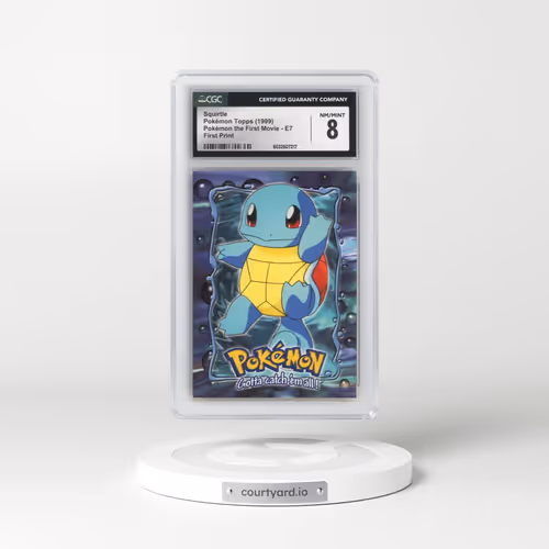 1999 Pokémon the First Movie #E7 No.07 Squirtle - First Print (Blue Topps Logo) (CGC 8 NM-MT)