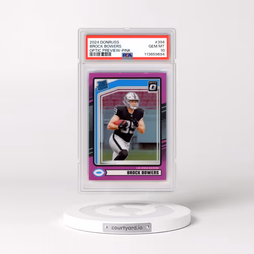2024 Panini Donruss #394 Brock Bowers - Optic Preview-Pink (PSA 10 GEM MINT)