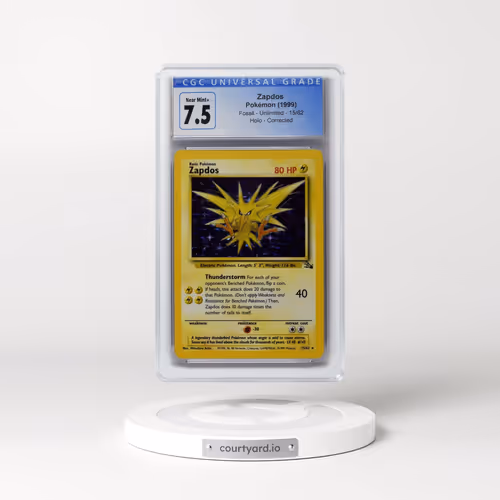 1999 Fossil #15/62 Zapdos - Corrected Galaxy Star Holo (CGC 7.5 NM+)