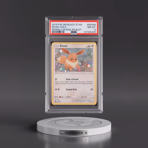 2019 Pokémon SM Black Star Promo #SM184 Eevee - Holo Unbroken Bonds Single Pack Blisters (PSA 8 NM-M