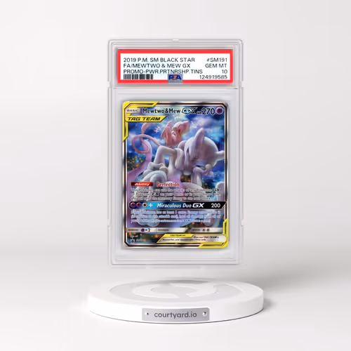 2019 Pokémon SM Black Star Promo #SM191 Mewtwo & Mew GX - Holo Full Art Power Partnership Tins (PSA