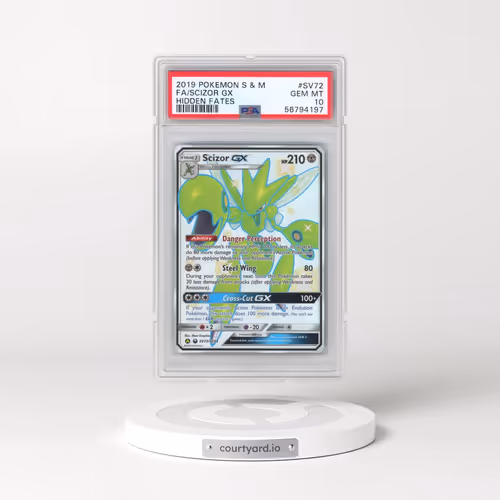 2019 Pokémon Sun & Moon Hidden Fates #SV72 Scizor GX - Holo Full Art (PSA 10 GEM MINT)