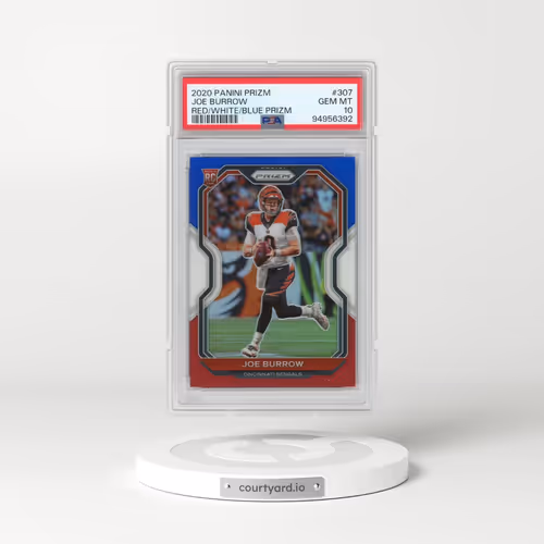 2020 Panini Prizm #307 Joe Burrow - Red/White/Blue Prizm (PSA 10 GEM MINT)